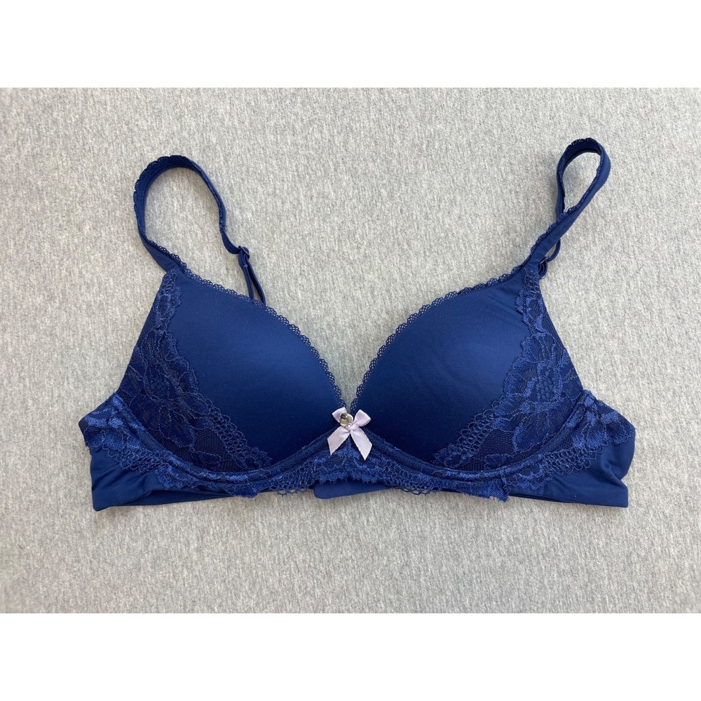 Victorias Secret Bra‎ Womens 34A Blue Lace Body By Victoria Wireless